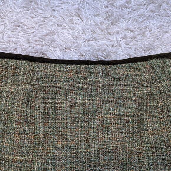 Cynthia Steffe Tweed Pencil Skirt with Velvet Trim Green and Brown Size 8 - Picture 9 of 11